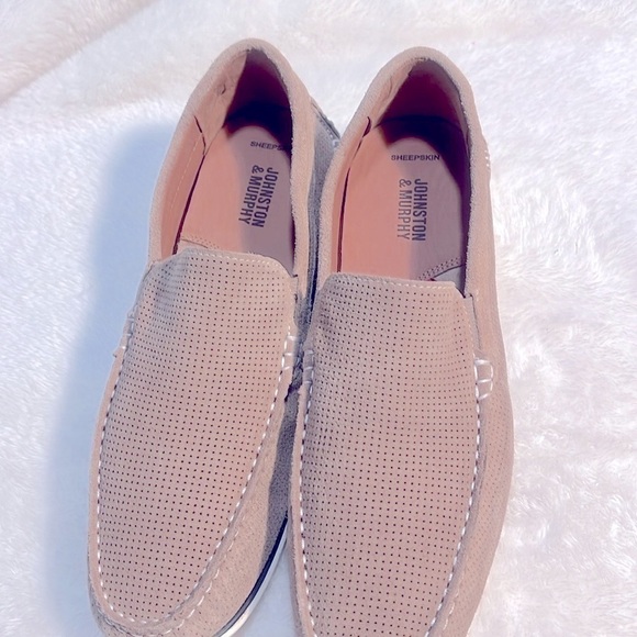 Johnston & Murphy Sz 8.5 Tan Cort Venetian moccasin Leather Slip on shoes NWT - Picture 1 of 14